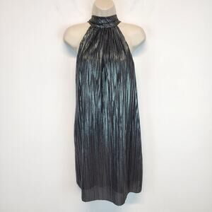 Lavender Brown Halter Mini Dress Size XS Metallic Black Lined Party Holiday Glam